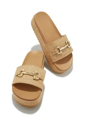 Top Tracy-36 Chunky Platform Slip-on  Open Round Toe Mule Slide-beige