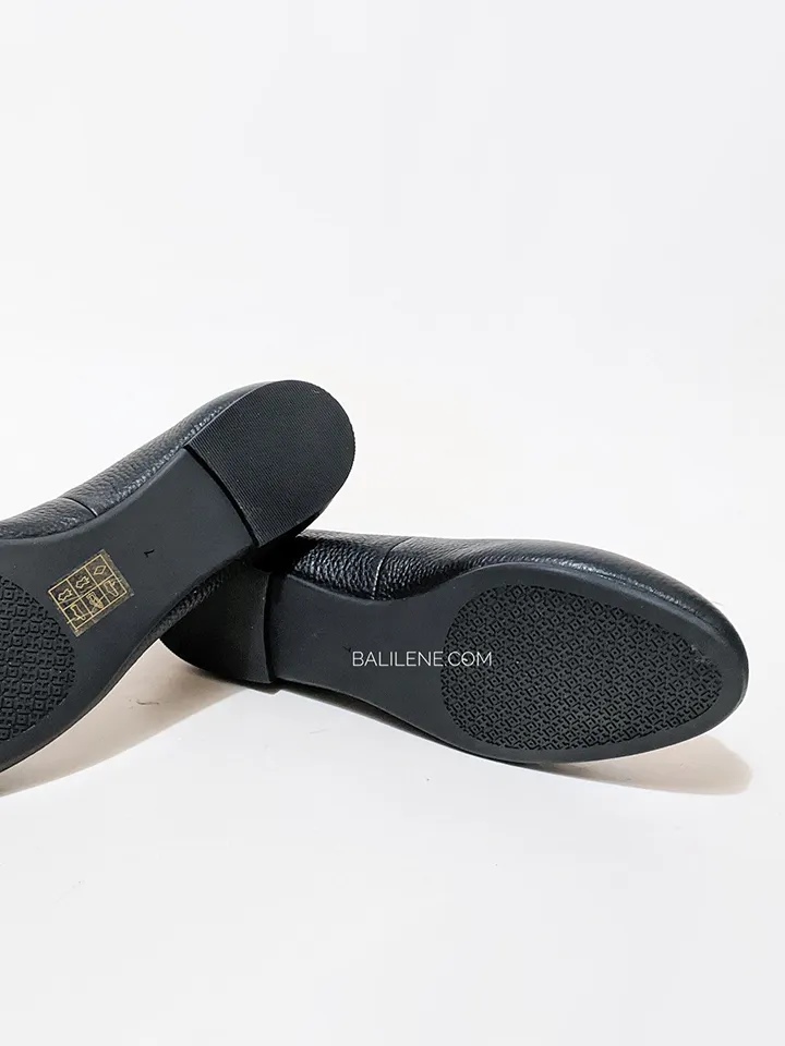 Tory Burch Chelsea Ballet Flat Tumbled Leather Perfect Black