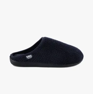 Totes Isotoner SWEPT BACK POPCORN MULE Mens Mule Slippers Navy