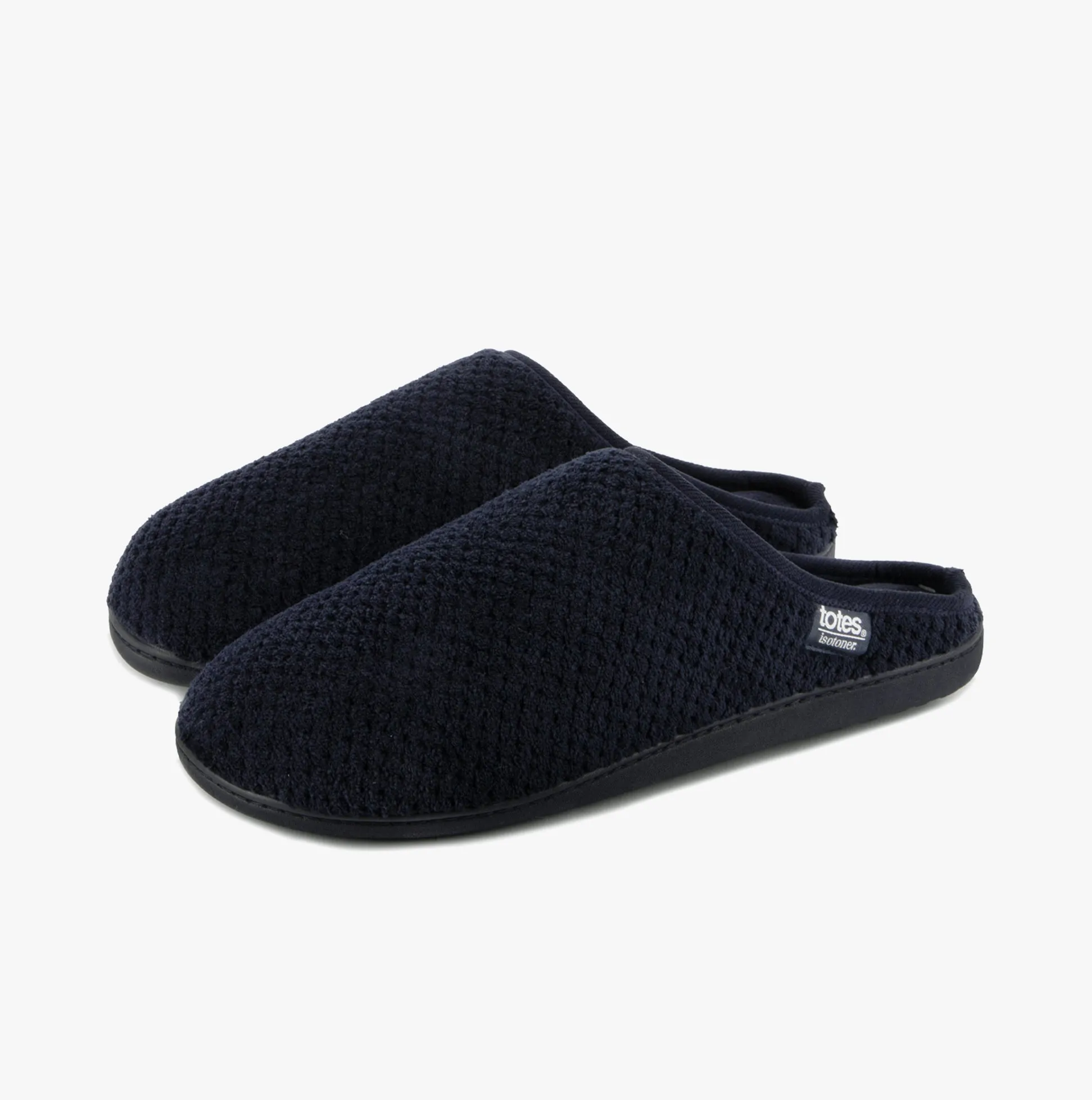 Totes Isotoner SWEPT BACK POPCORN MULE Mens Mule Slippers Navy