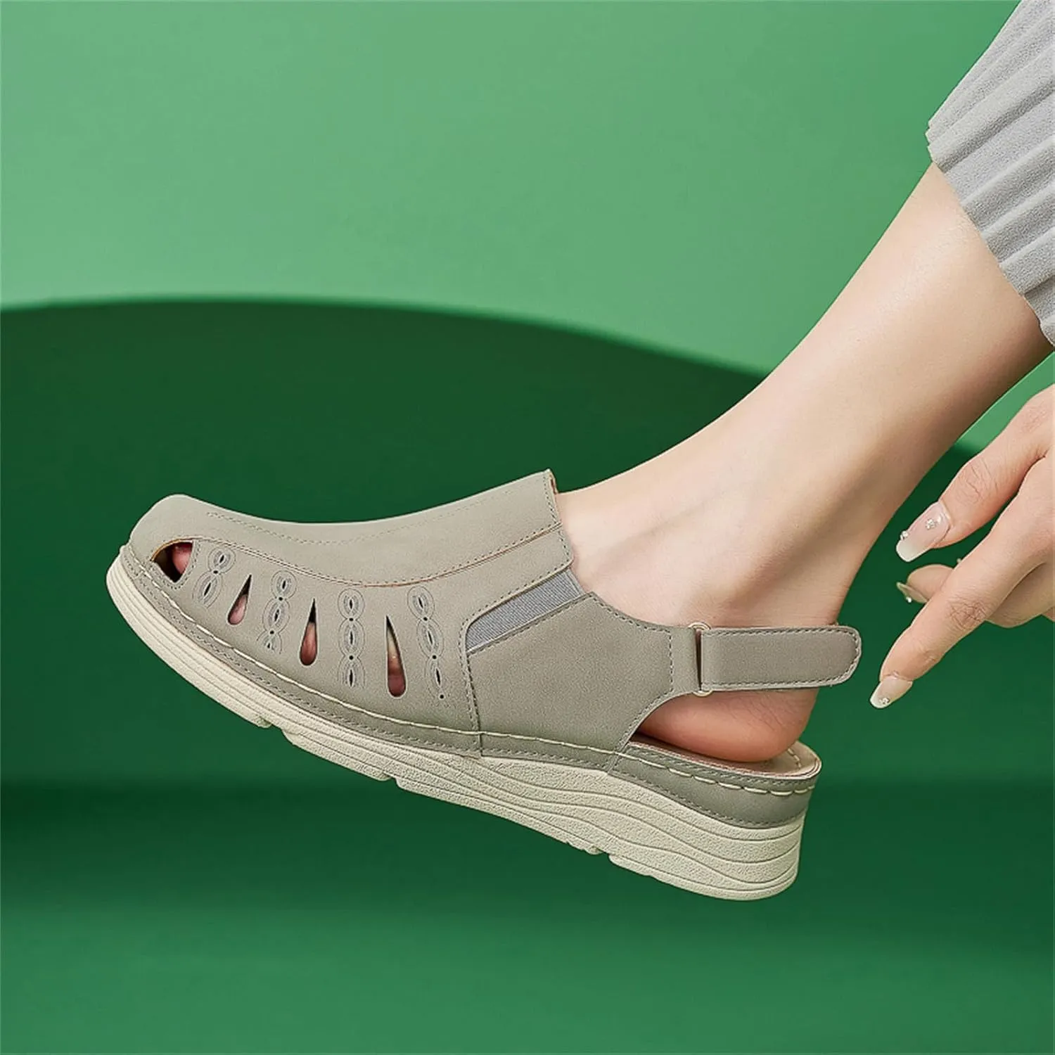 Touchmosees Bohemia Wedge Sandals - Women's Ankle Strap Causal Gladiator Shoes Summer Outdoor Beach Athletic Sandals