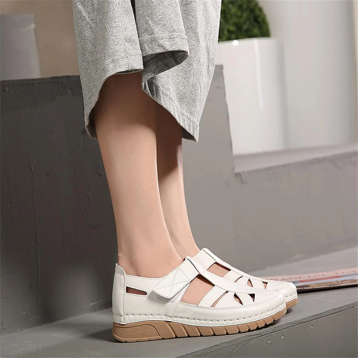 Touchmosees Bohemia Wedge Sandals - Women's Ankle Strap Causal Gladiator Shoes Summer Outdoor Beach Athletic Sandals
