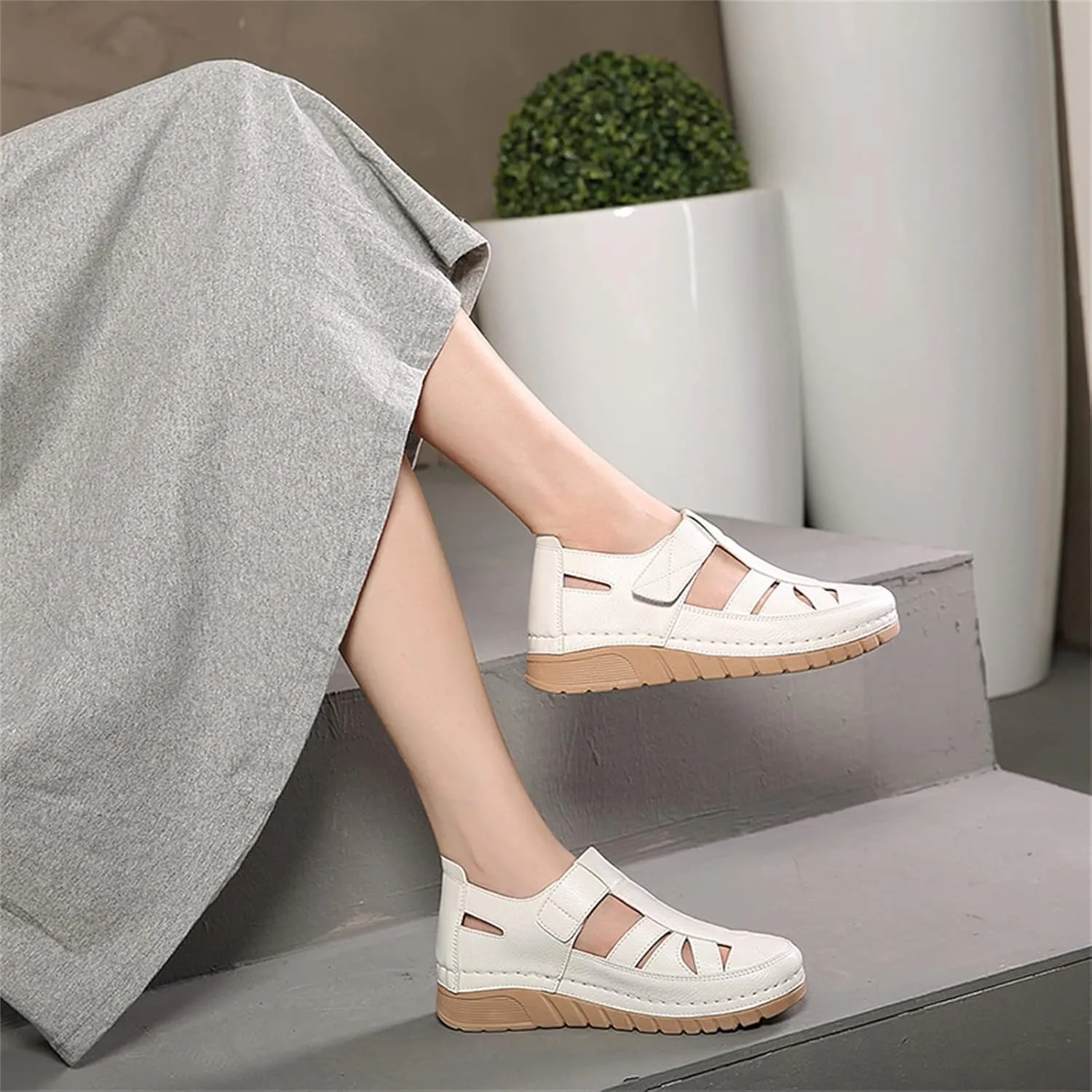 Touchmosees Bohemia Wedge Sandals - Women's Ankle Strap Causal Gladiator Shoes Summer Outdoor Beach Athletic Sandals