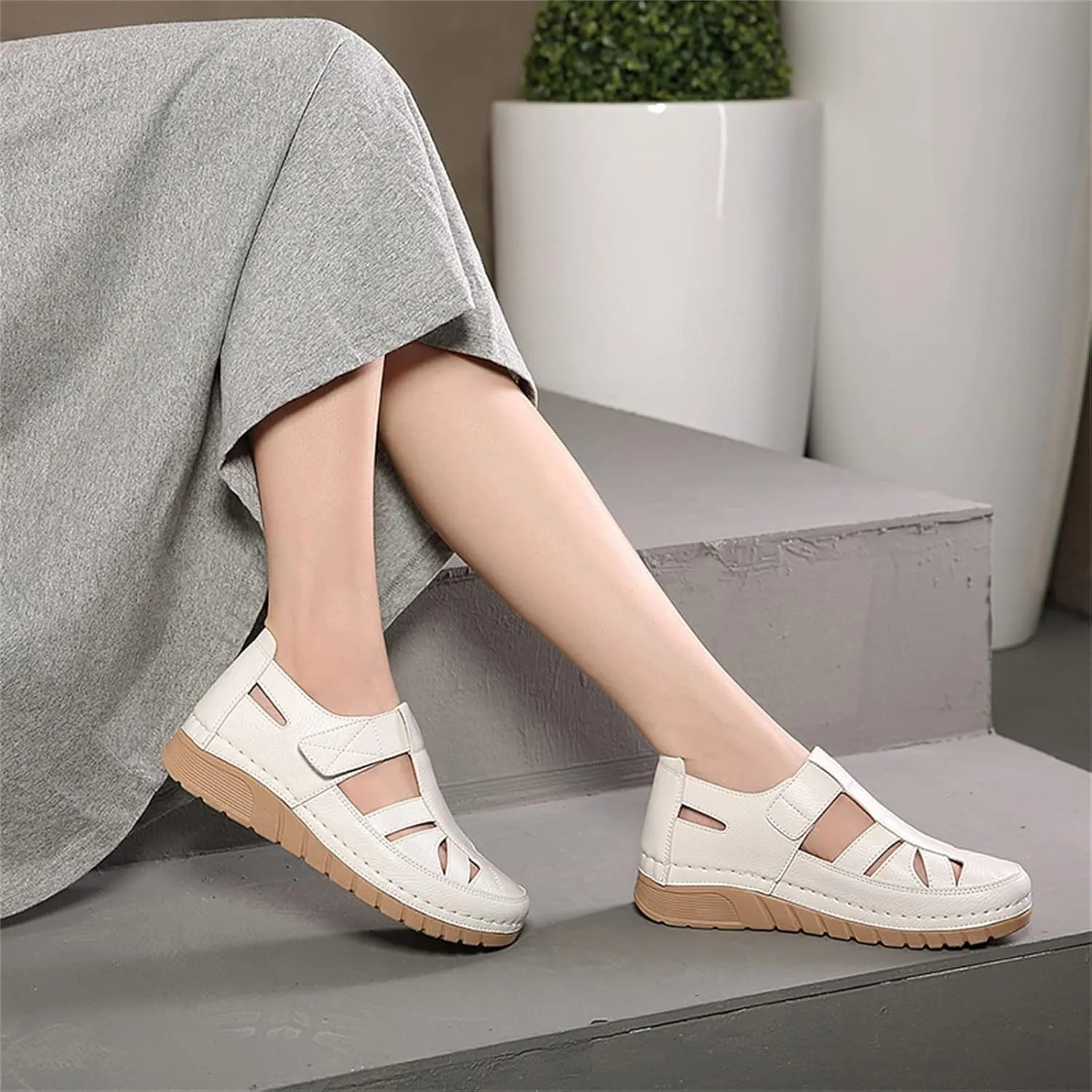 Touchmosees Bohemia Wedge Sandals - Women's Ankle Strap Causal Gladiator Shoes Summer Outdoor Beach Athletic Sandals