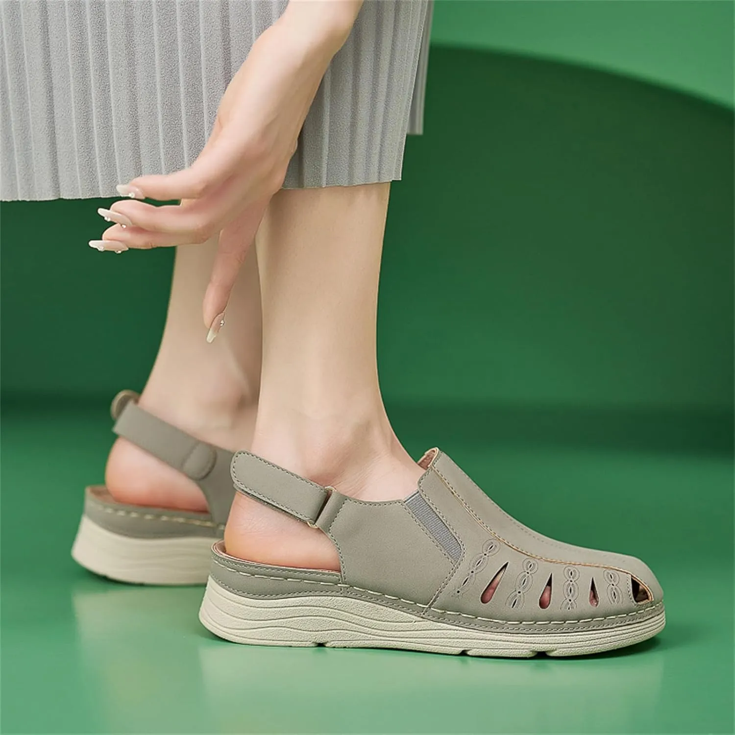 Touchmosees Bohemia Wedge Sandals - Women's Ankle Strap Causal Gladiator Shoes Summer Outdoor Beach Athletic Sandals