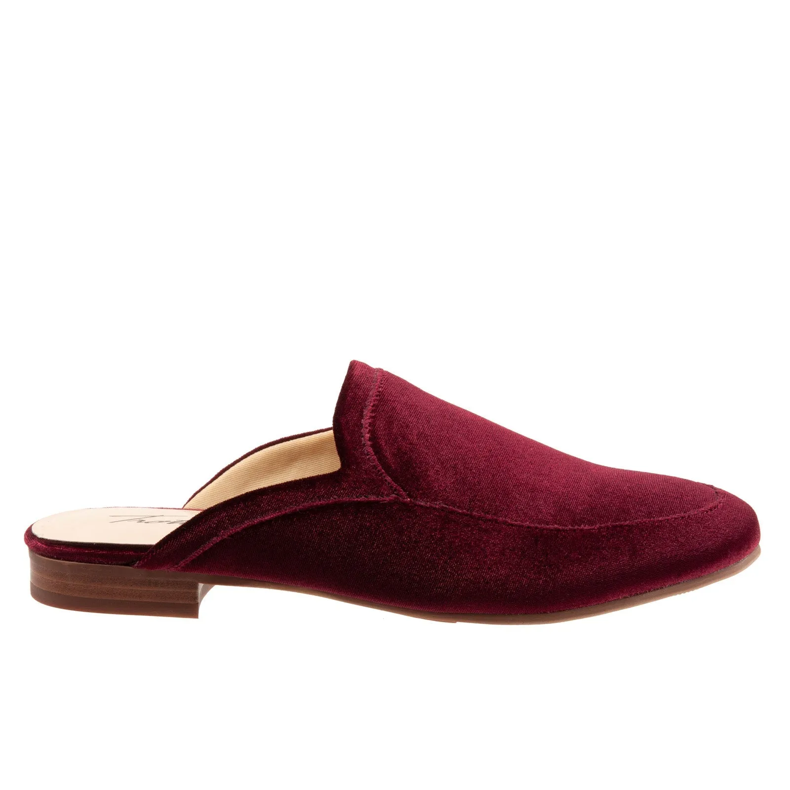 Trotters Ginette T2159-628 Womens Burgundy Suede Slip On Mule Sandals Shoes