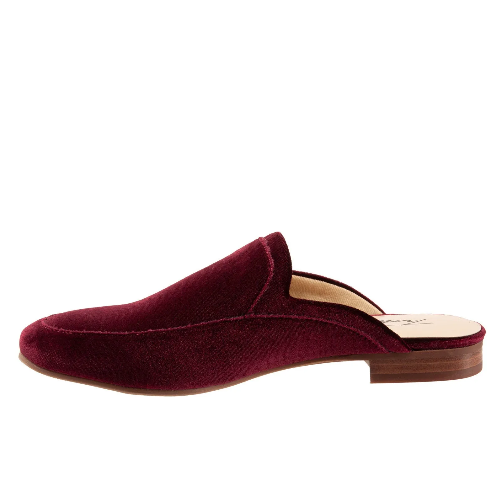Trotters Ginette T2159-628 Womens Burgundy Suede Slip On Mule Sandals Shoes