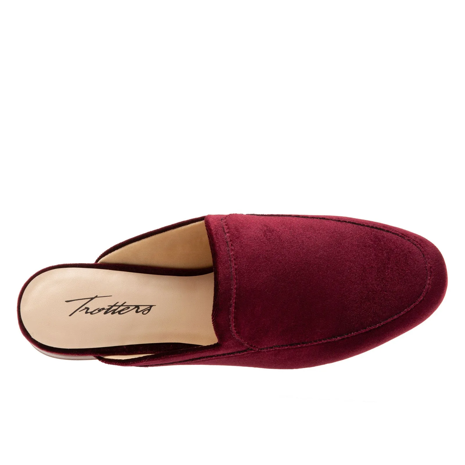 Trotters Ginette T2159-628 Womens Burgundy Suede Slip On Mule Sandals Shoes