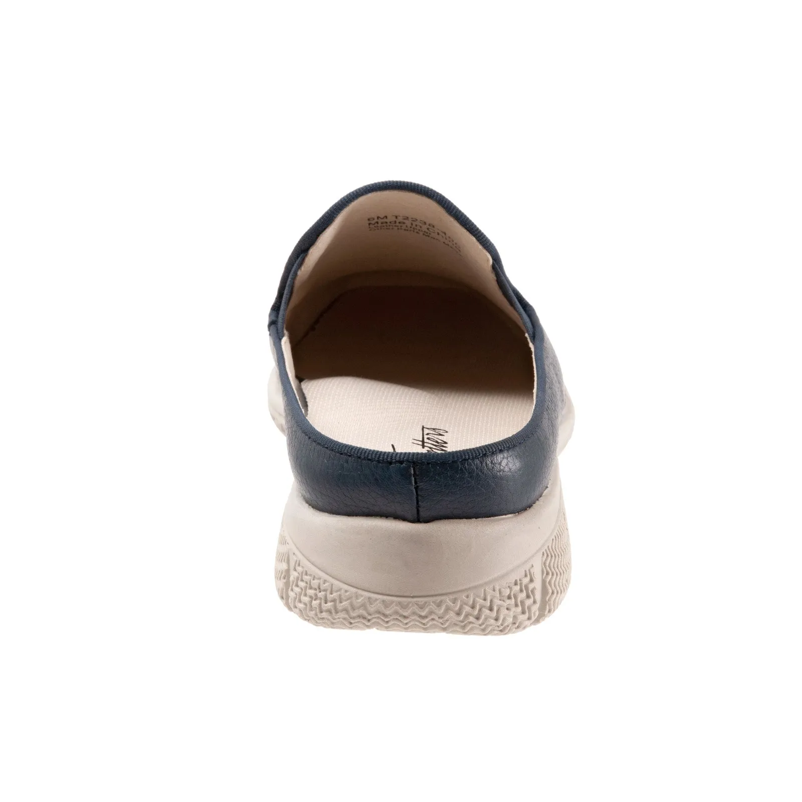Trotters Uma T2238-400 Womens Blue Wide Leather Slip On Mule Flats Shoes