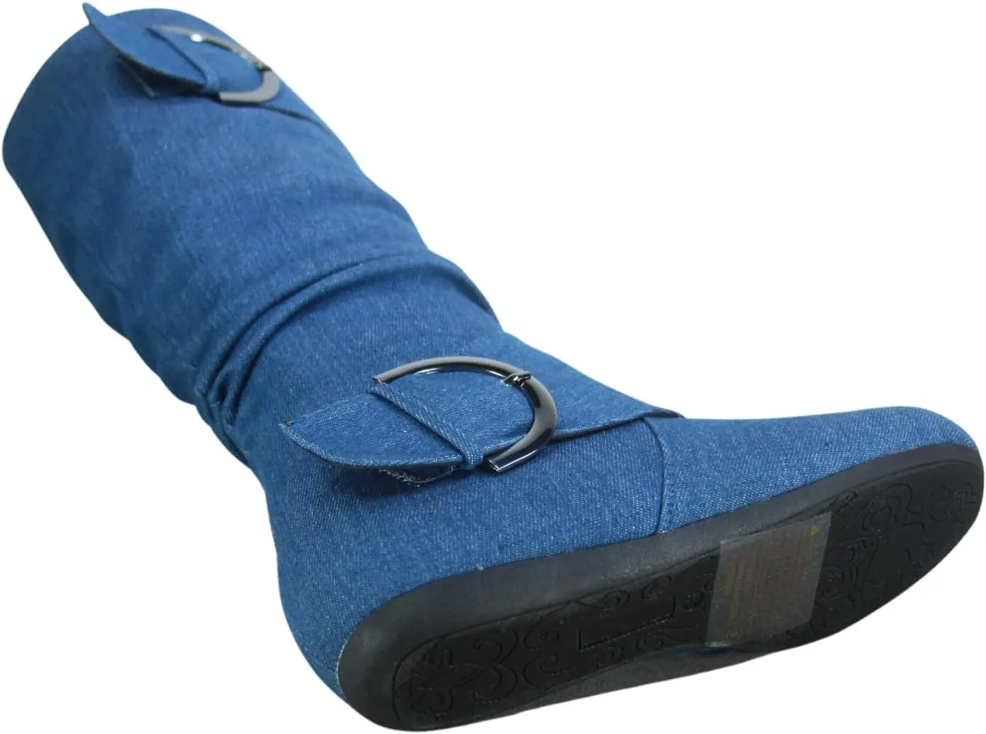TZ Zone-38 Women's Closed Round Toe Flat Heel Buckle Slouchy Mid-Calf Casual Boots