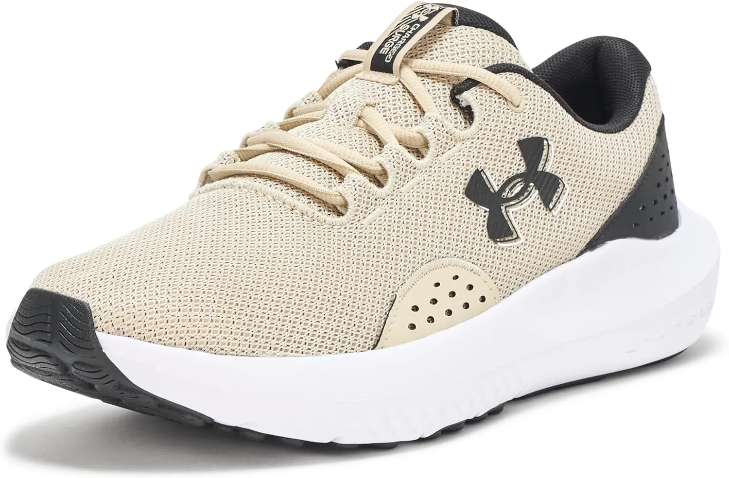 Under Armour Men's Charged Surge 4 Sneaker, Khaki Base/Black/Black, 10