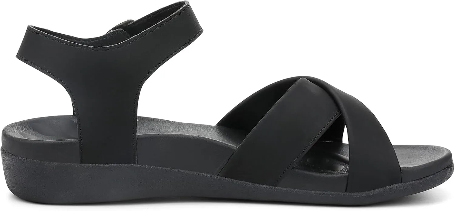 UTENAG Women's Comfortable Walking Flat Sandals Arch Support Ankle Strap Strappy Sandals