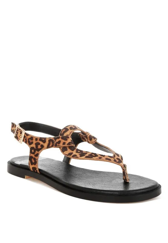 Venusa Leopard Print Buckled Flats