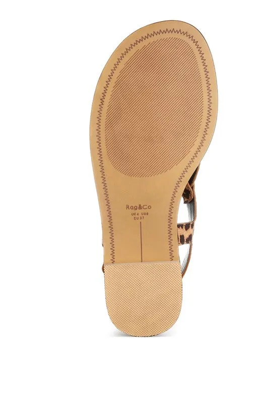 Venusa Leopard Print Buckled Flats