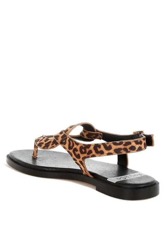 Venusa Leopard Print Buckled Flats