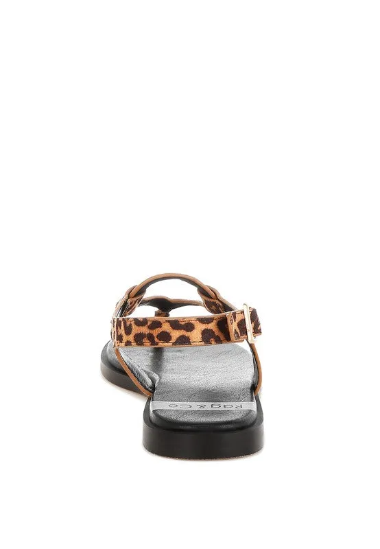 Venusa Leopard Print Buckled Flats