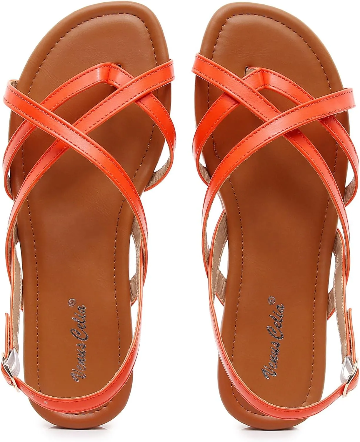 VenusCelia Women's X-Band Strap Flat Sandal