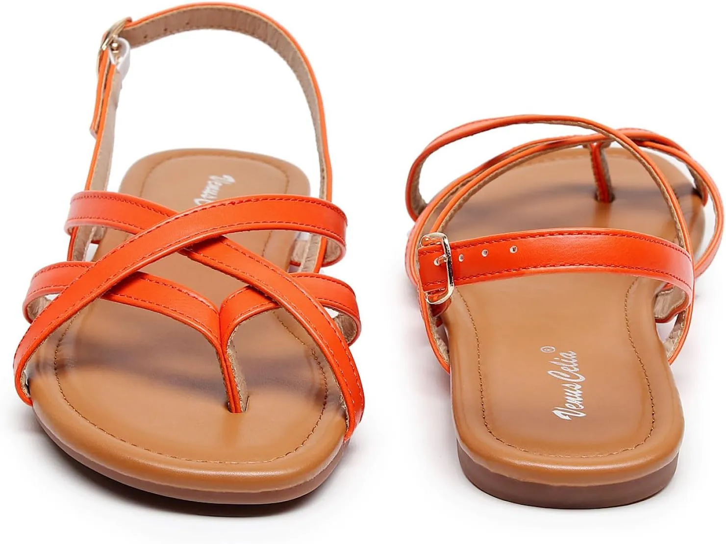 VenusCelia Women's X-Band Strap Flat Sandal