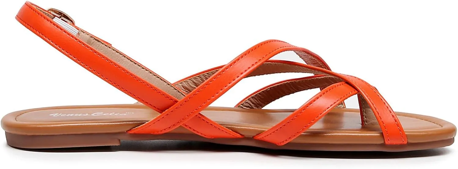 VenusCelia Women's X-Band Strap Flat Sandal