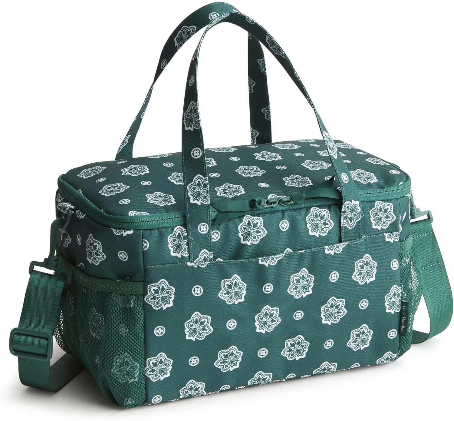 Vera Bradley Recycled Lighten Up Cooler, Gotham Green and White Bandana Paisley