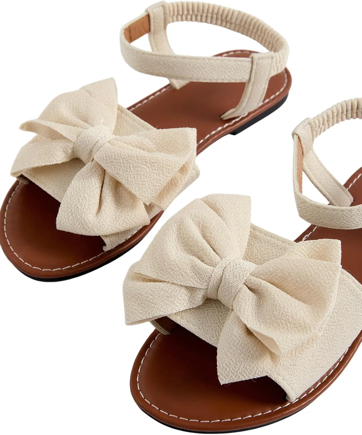 Verdusa Women's Coquette Bowknot Ankle Strap Leather Sandals Holiday Beach Flat Sandals