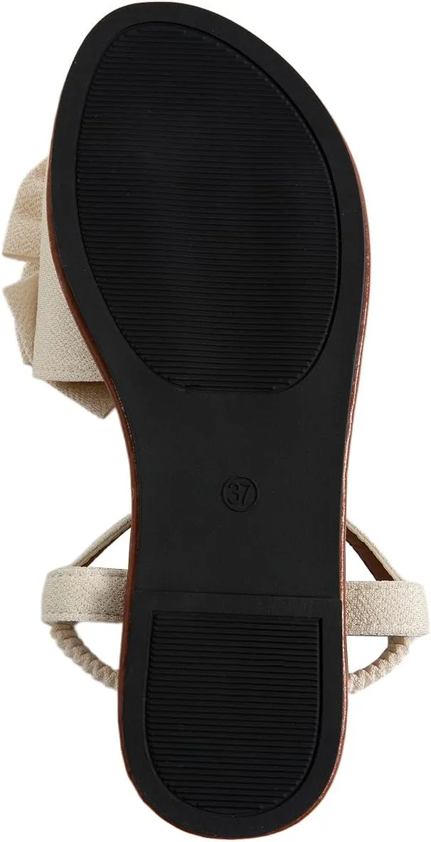 Verdusa Women's Coquette Bowknot Ankle Strap Leather Sandals Holiday Beach Flat Sandals