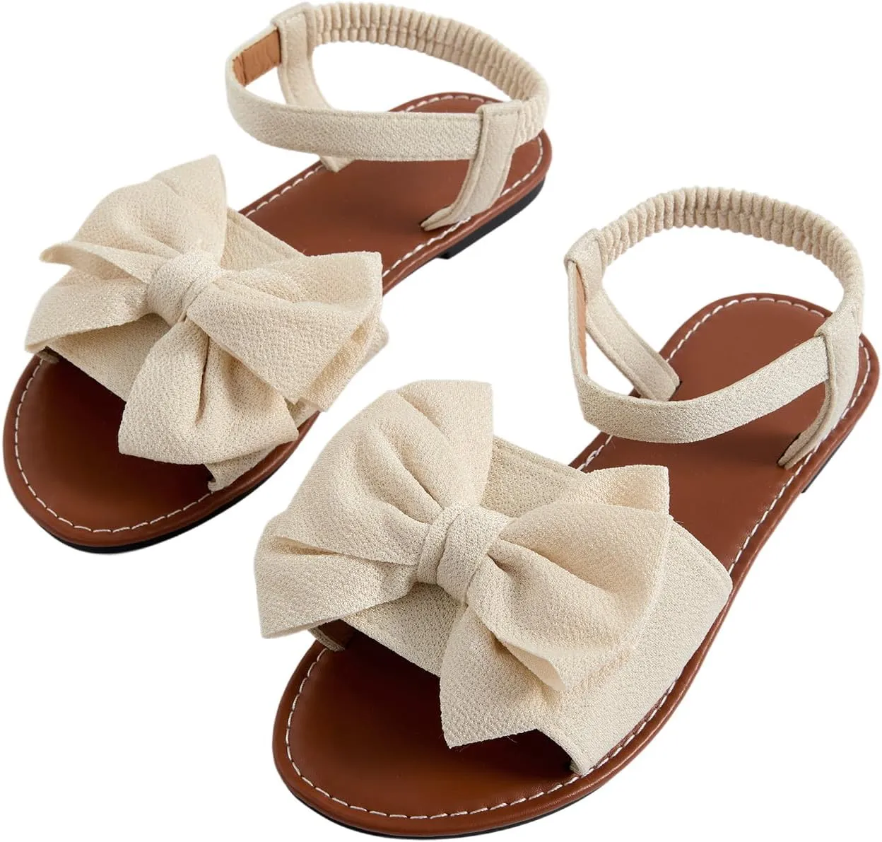 Verdusa Women's Coquette Bowknot Ankle Strap Leather Sandals Holiday Beach Flat Sandals