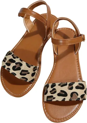 Verdusa Women's One Band Ankle Strap Flat Sandals Open Toe Walking Shoes