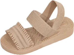 Verdusa Women's Woven Ankle Strap Sandals Double Band Open Toe Braided Summer Flat Shoes
