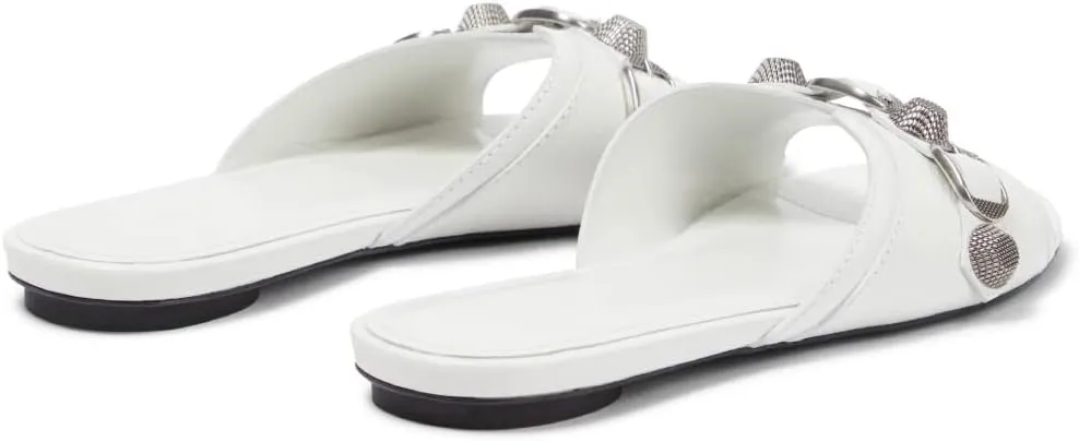 Vertundy Women’s Flat Slide Slippers - Round Open Toe Rivet Sandals Slip on Casual Shoes for Summer Beach Daily Wear