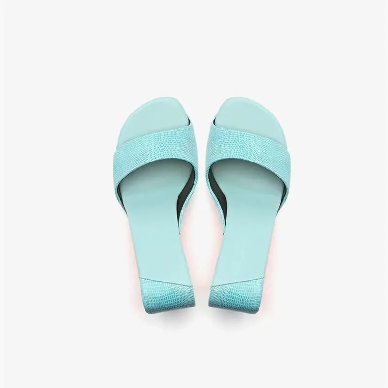 Vertundy Womens Slip On Wedge Heels Round Toe Backless Low Heel Mule Sandals