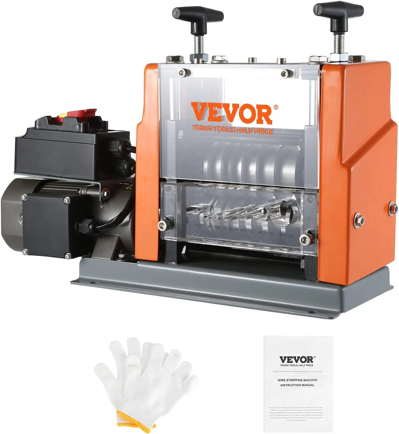 VEVOR Electric Wire Stripping Machine, 0.06”-0.98” Automatic Wire Stripper Machine, 60 W, Wire Stripper with Visible Stripping Depth Reference, 6 Round & 1 Flat Channels Electric Wire Stripper