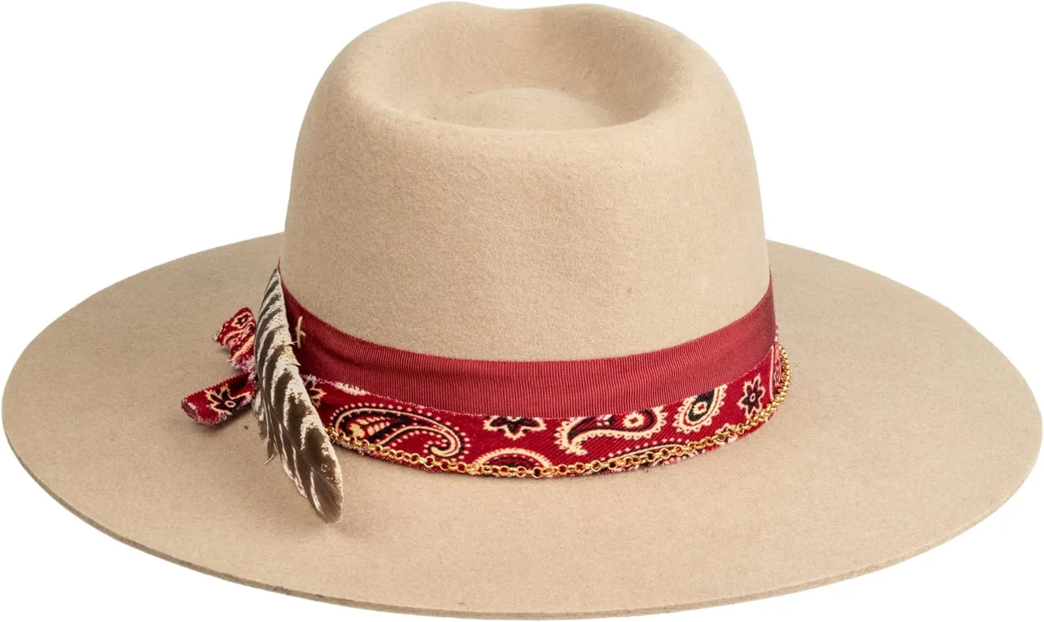 Vintage Wide Brim Fedora Hats 100% Wool Stiff Felt Hat Panama Rancher Hat with Lightning Logo Handmade Distressed/Burned
