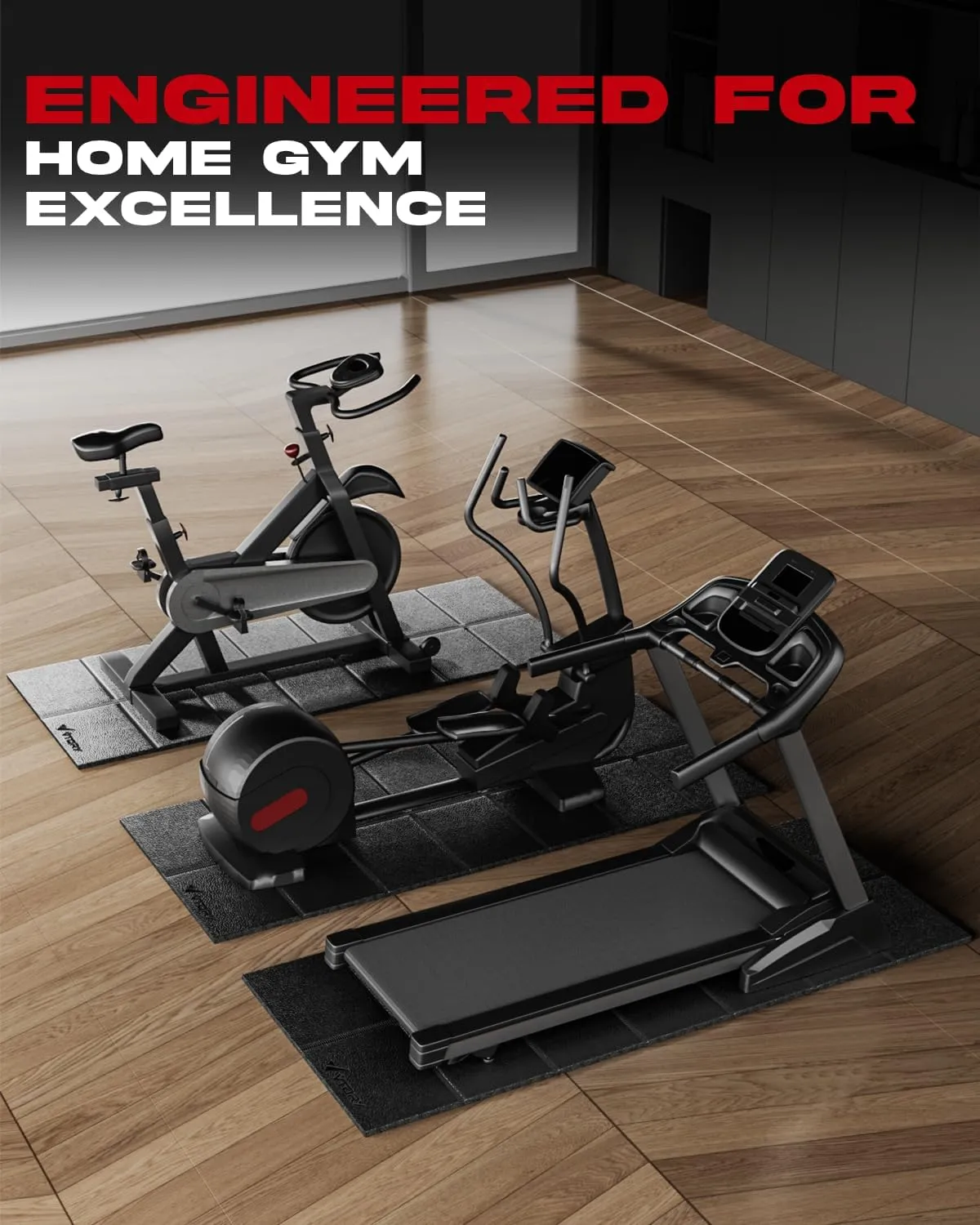 VTORY Walking Pad Mat for Carpet Floors 72x32'', 1/4“Thick Treadmill Mat for Hardwood Floors,Under Bike/Treadmill Carpet,Foldable Exercise Equipment Mat,Non-Slip,Noise&Shock Reduction