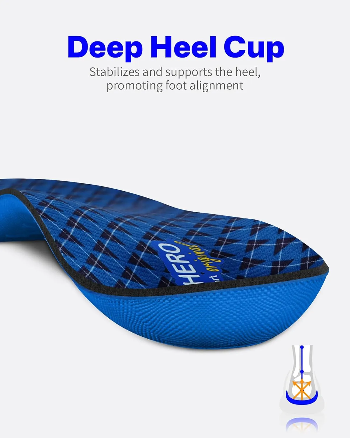 Walkhero Plantar Fasciitis Inserts - Arch Support Orthotic Insoles for Flat Foot and Foot Pain, Everyday Comfort and Support (Mens 7-7 1/2 | Womens 9-9 1/2 Blue)