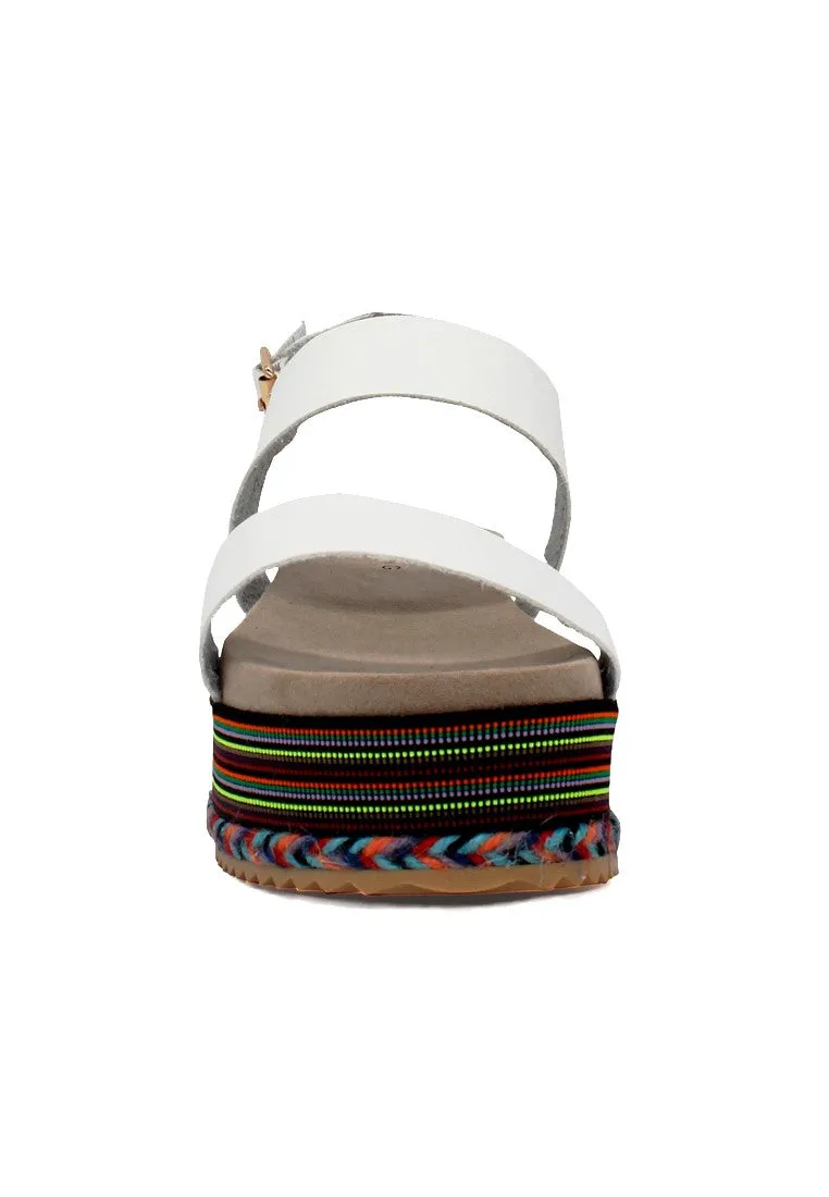 White Ankle Strap Flat Platforms