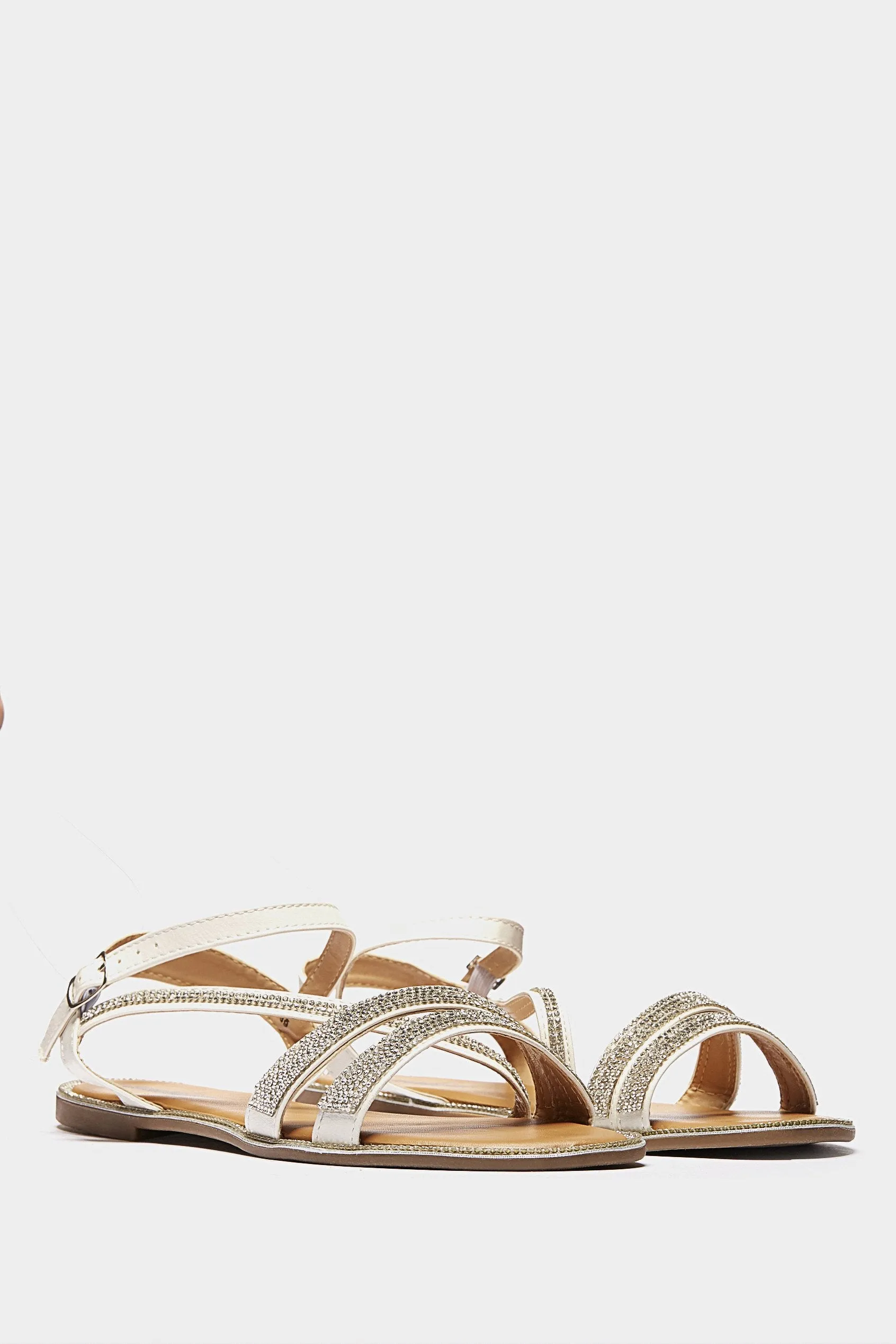 White Diamante Flat Sandal