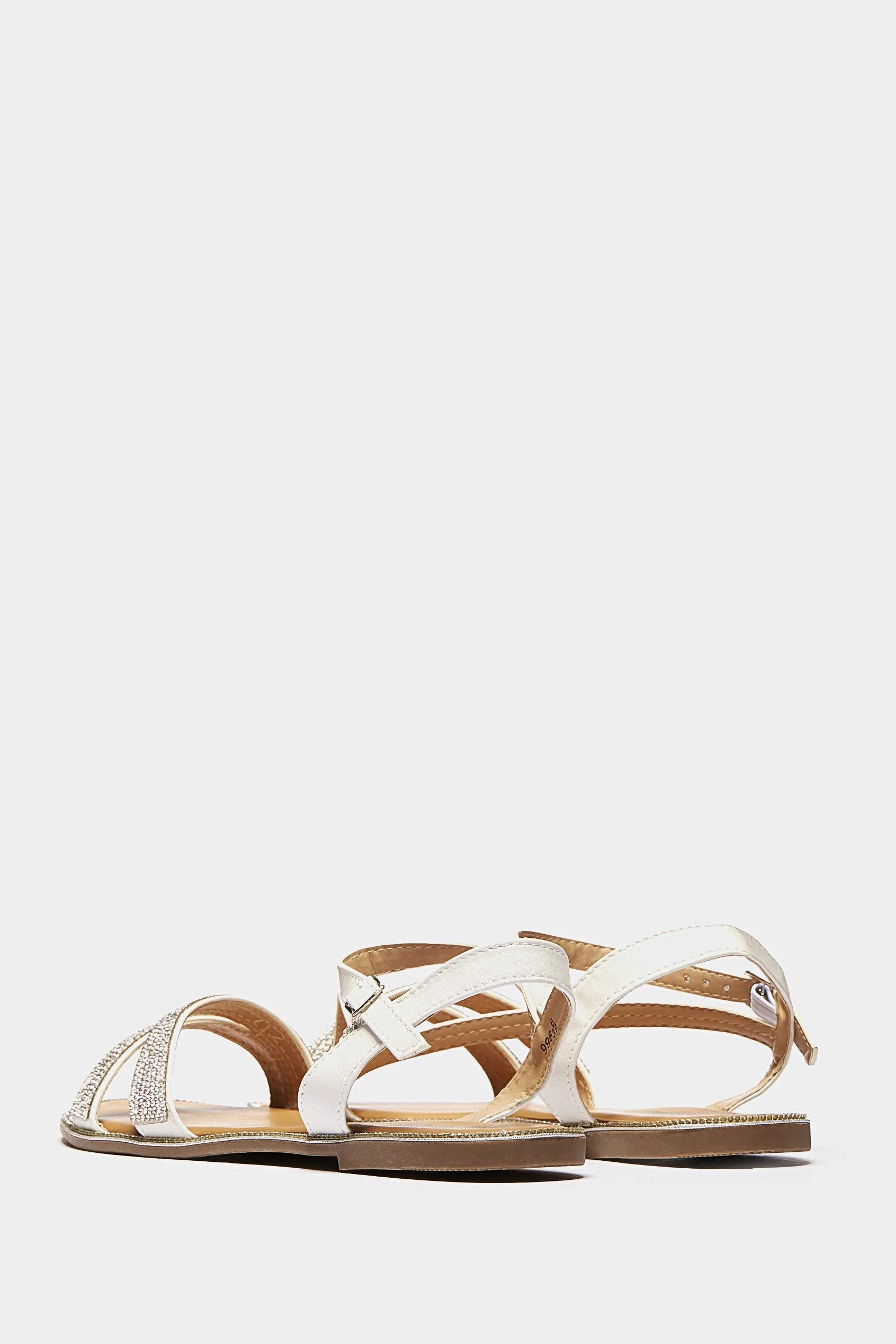 White Diamante Flat Sandal