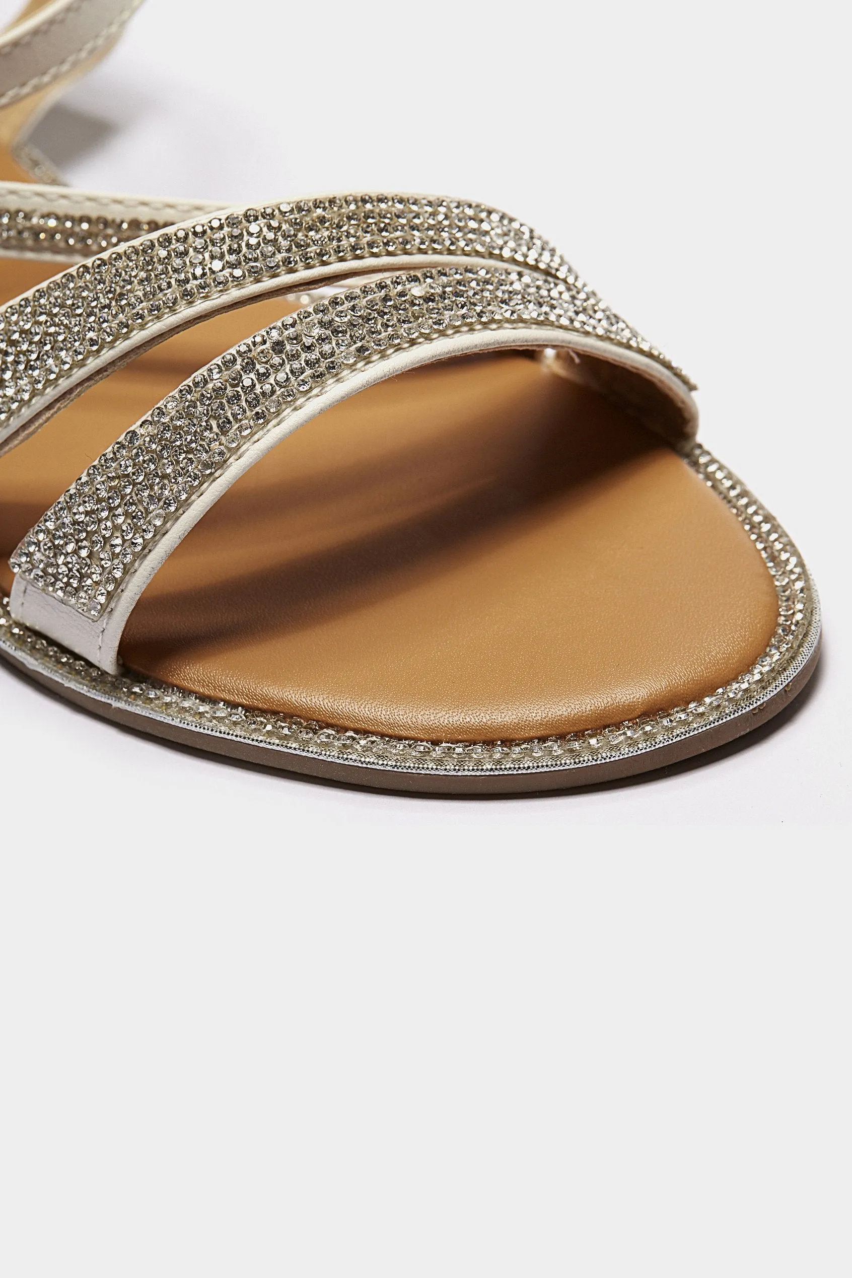 White Diamante Flat Sandal