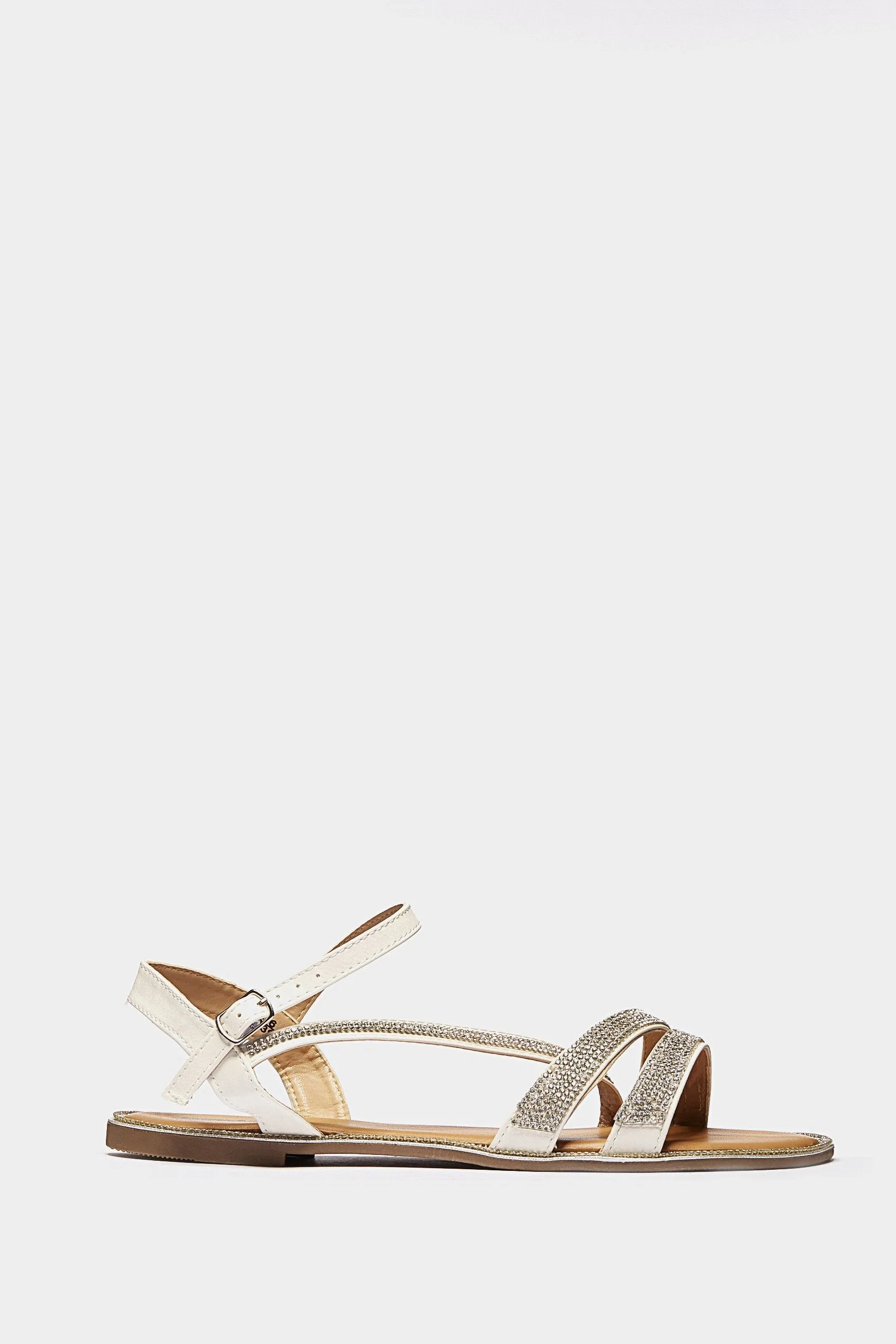 White Diamante Flat Sandal