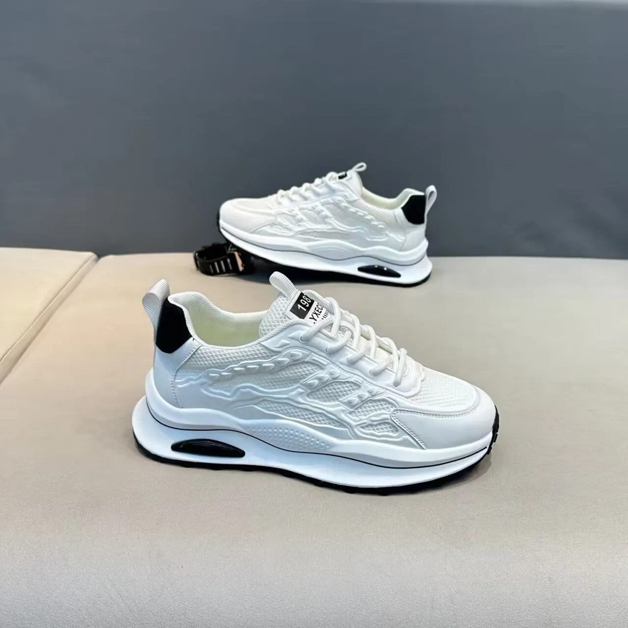 White Lace up Sneakers Fashion Breathable Mesh Flat Shoes Lightweight Versatile Casual Running Walking Shoes