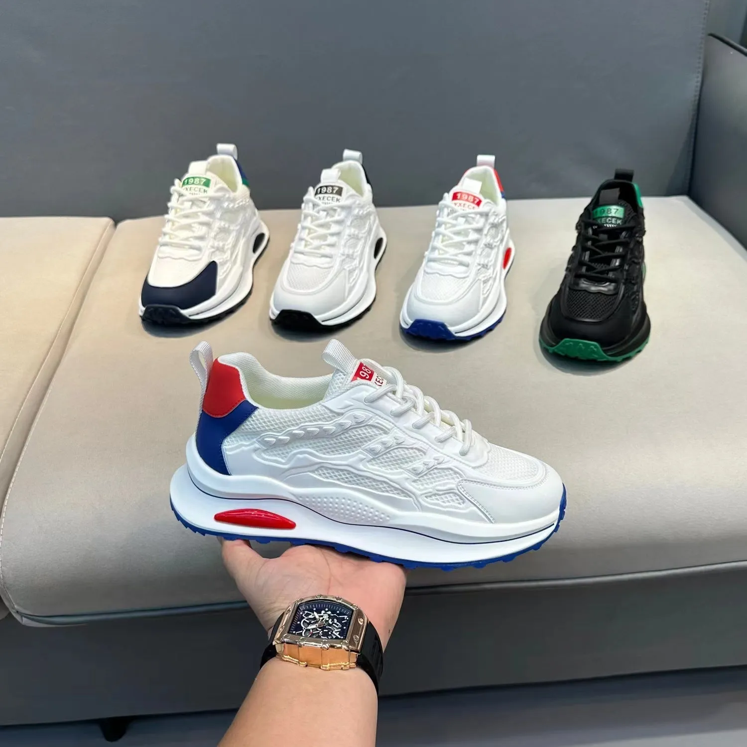 White Lace up Sneakers Fashion Breathable Mesh Flat Shoes Lightweight Versatile Casual Running Walking Shoes
