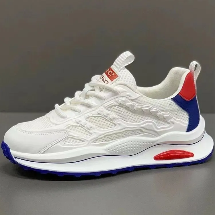 White Lace up Sneakers Fashion Breathable Mesh Flat Shoes Lightweight Versatile Casual Running Walking Shoes