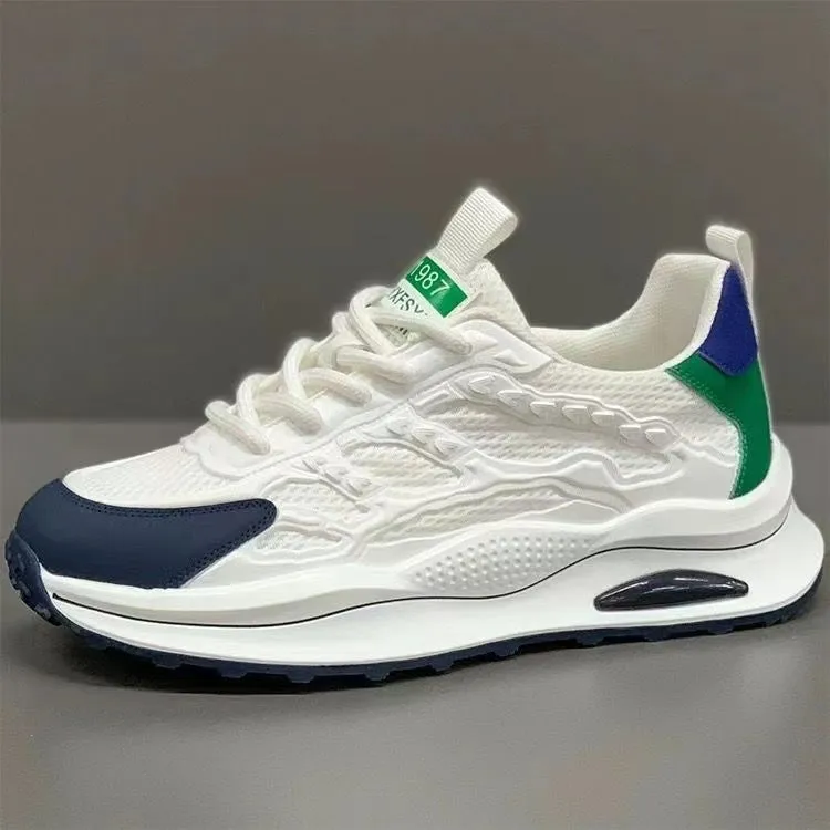 White Lace up Sneakers Fashion Breathable Mesh Flat Shoes Lightweight Versatile Casual Running Walking Shoes