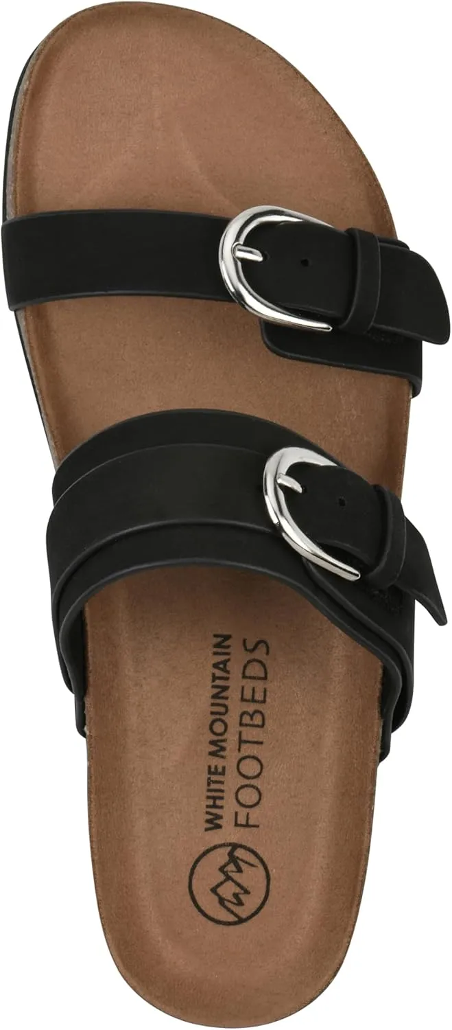 WHITE MOUNTAIN Women's Hardball Double-Buckle Signature Comfort-Molded Footbed Sandal