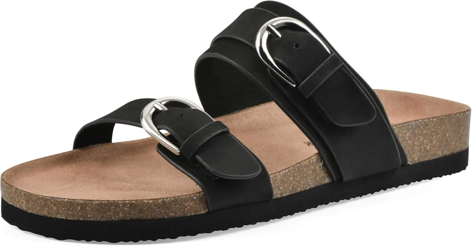 WHITE MOUNTAIN Women's Hardball Double-Buckle Signature Comfort-Molded Footbed Sandal