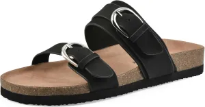 WHITE MOUNTAIN Women's Hardball Double-Buckle Signature Comfort-Molded Footbed Sandal