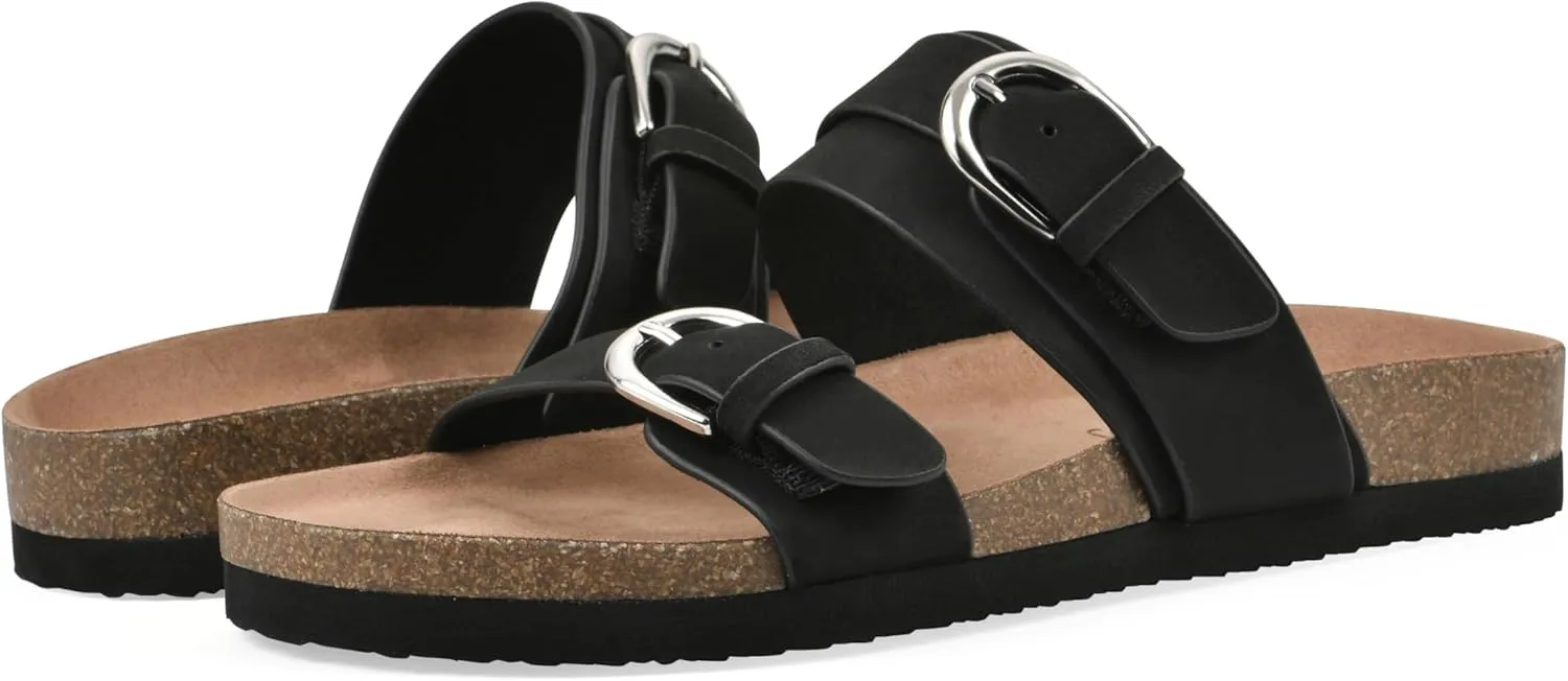 WHITE MOUNTAIN Women's Hardball Double-Buckle Signature Comfort-Molded Footbed Sandal