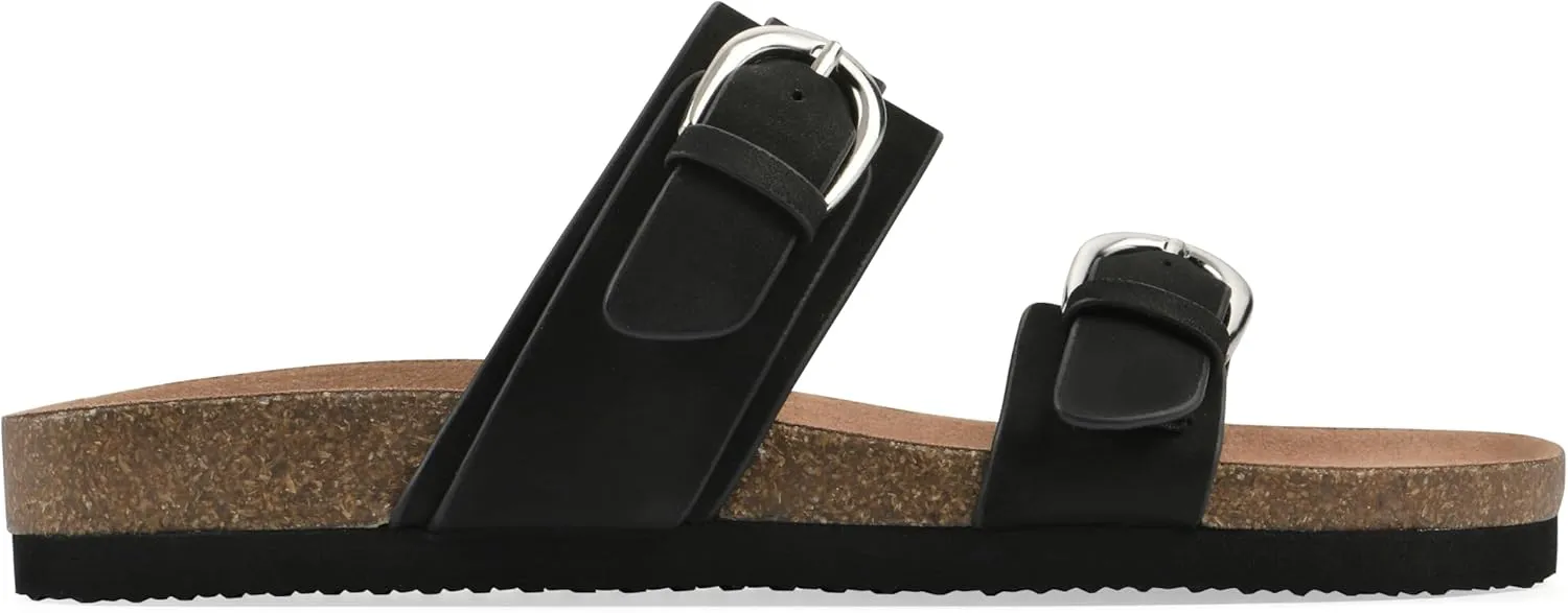 WHITE MOUNTAIN Women's Hardball Double-Buckle Signature Comfort-Molded Footbed Sandal