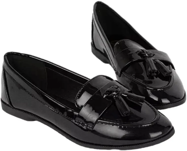 Wide Fit Lennie Tassel Loafers, Natural Black, 6 UK